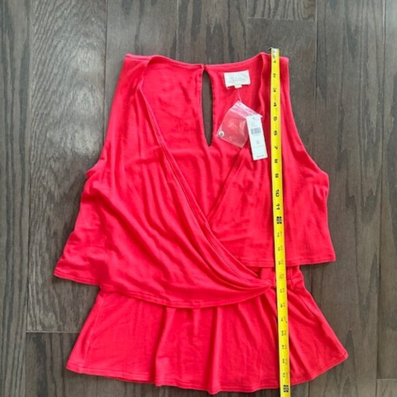 Deletta Anthropologie NWT Coral Red Asymmetrical Top - Picture 13 of 16